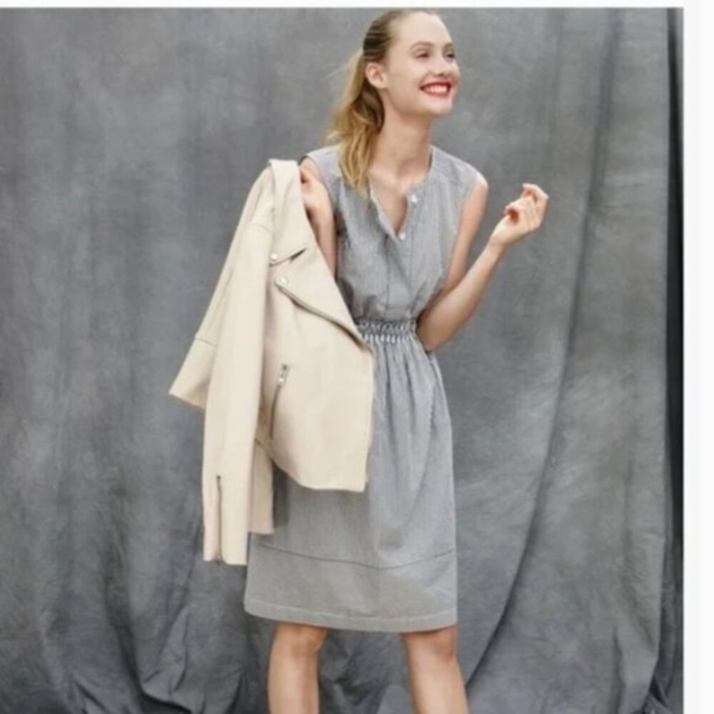 J. Crew Sleeveless Shirting Stripe Poplin Dress Size 4